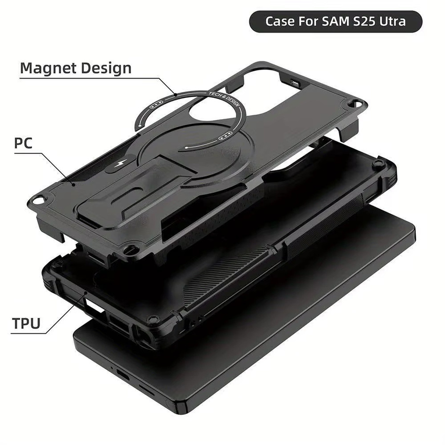 Armor Magnetische Hülle mit faltbarem Ständerhalter für Samsung Galaxy A57 A56 A55 A54 A37 A36 A35 A27 A25 A17 A16 A15 A14 A07 A06 in Schwarz - Bild 2