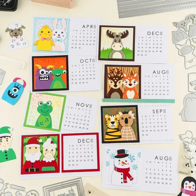 Stempel und Stanzformen Set mit lustigen Kühen und Blumen in Multicolour für deine DIY-Gestaltung von Notizbüchern, Kalendern und Scrapbooking-Alben - Bild 1