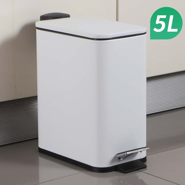 Edelstahl Mülleimer mit Fußpedal für Bad und Küche, 5 l, Weiß und Gold - Bild 1