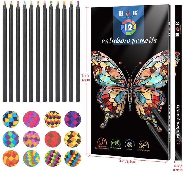 TOMTOP JMS Jumbo Buntstifte Set mit 12 Stück, Mehrfarbig, 4mm Mine für Erwachsene und Kinder - Bild 1