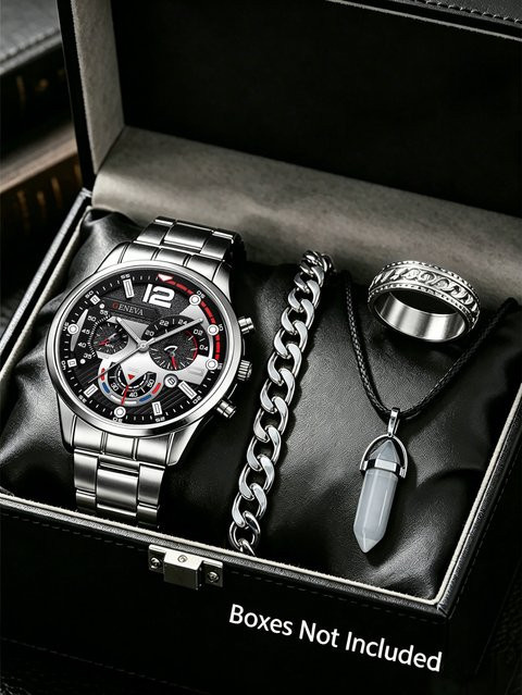 CMK Armbanduhr Quarz, Edelstahl, Schwarz, Silber, Herren - Bild 1