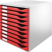 Leitz Schubladenbox aus Kunststoff mit 10 Schubladen für A4 in Grau, Rot oder Weiß - Bild 1