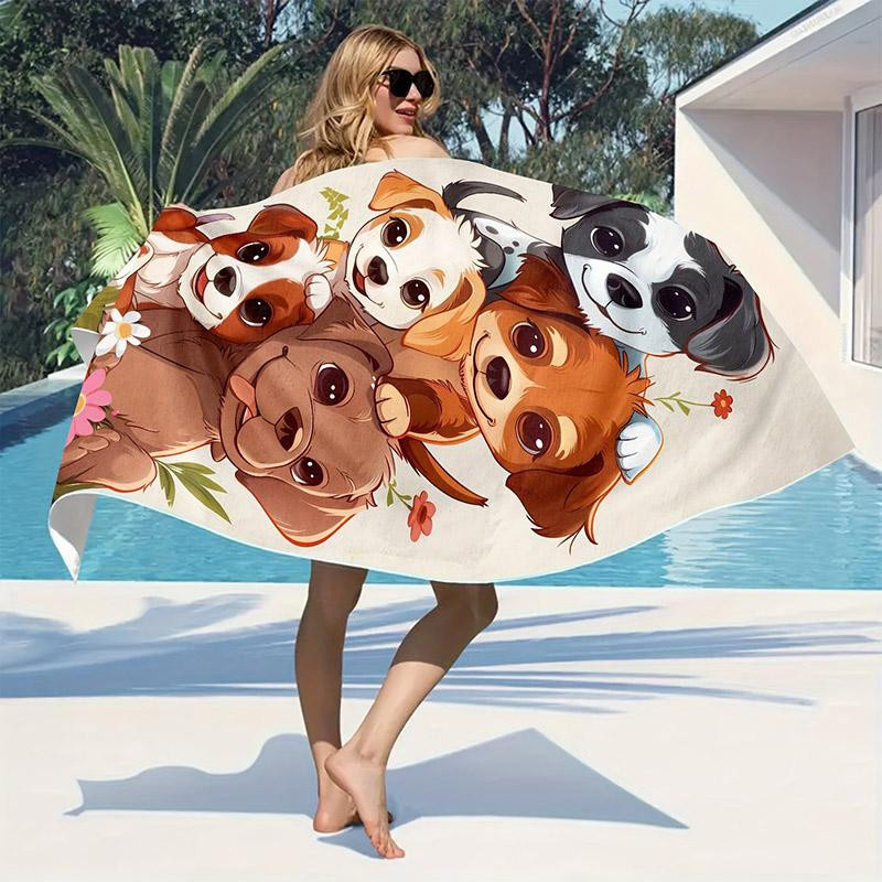 Dalangpa Strandtuch mit Hundedesign, gemustert, winddicht und mit Sonnenschutz, B: 40 cm, H: 60 cm - Bild 3