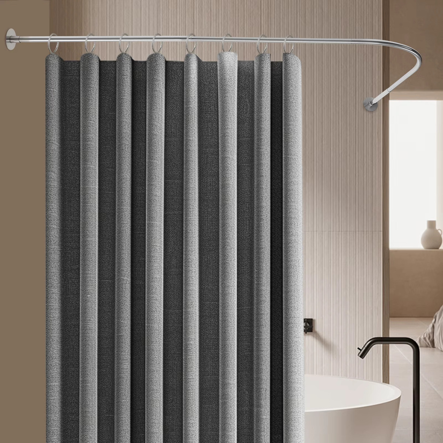 L-förmige Duschvorhangstange aus Edelstahl in Silber, ausziehbar für Badewanne und Dusche, Breite: 70-95 cm, Tiefe: 105-165 cm - Bild 5