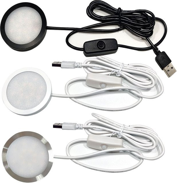 Ohlite LED Puck Licht für Schrank, Vitrine und Wohnmobil, weiß, rund, mit USB-Schalter - Bild 1