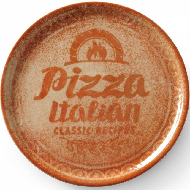 HENDI Pizzateller aus Porzellan, Set aus 6 Stück, Durchmesser: 33 cm, Farbe: Rot - Bild 1