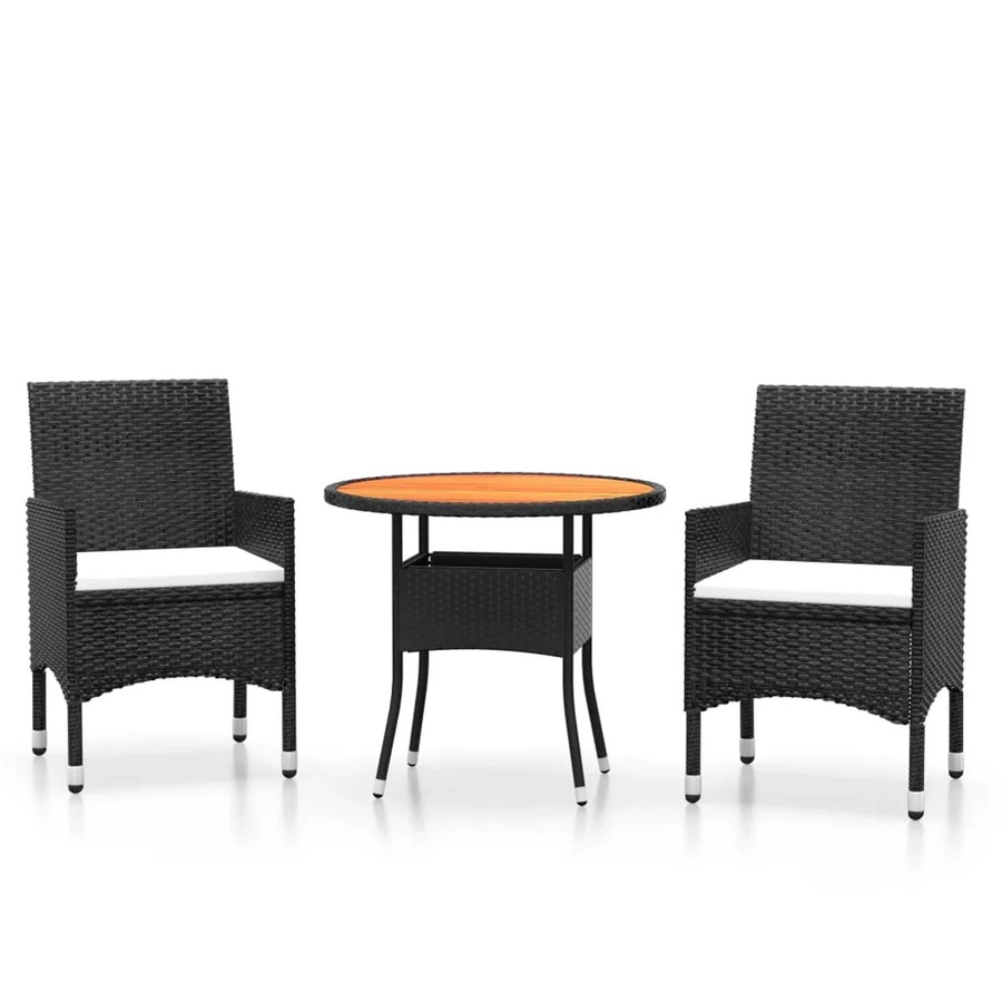 vidaXL 3-tlg Garten-Essgruppe aus Poly Rattan in Schwarz Modell 13 - Bild 2