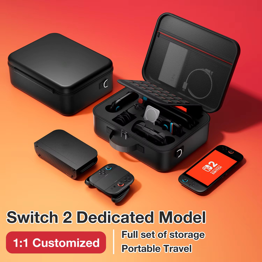 Colorvan Wasserfeste Tragetasche für Switch 2 in Schwarz mit kratzfestem Schutz und Griff für Spielzubehör - Bild 2