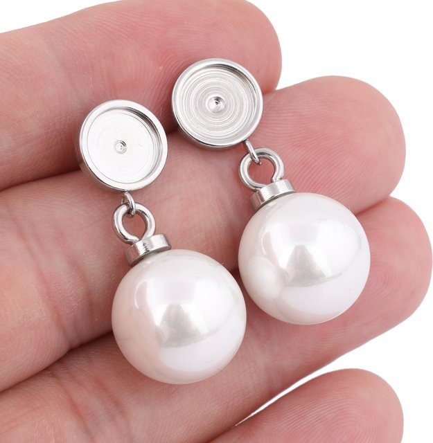 onwear Ohrstecker Rohlinge, Edelstahl, 8 mm, für Cabochon - Bild 1