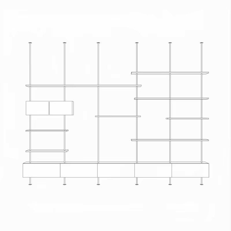 OAKCIA FYBF Bücherregal aus massivem Holz, minimalistisches und modernes Standregal mit Vitrine, B/T/H: 60,0 x 5,0 x 280,0 cm - Bild 2