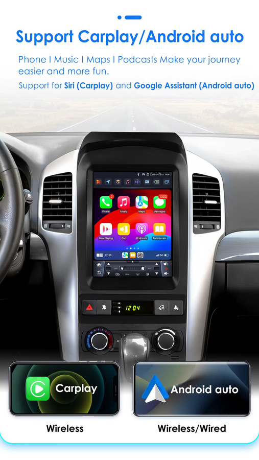 OSSURET Wireless Carplay Android 14 Autoradio für Chevrolet Captiva Sport 2006-2012 mit 9,7 Zoll Bildschirm, Bluetooth und 360 Kamera in Schwarz - Bild 2