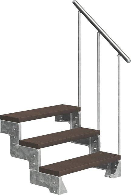 Dolle Außentreppe Gardentop 3 TRIMAX mit Alu-Geländer, Dunkelbraun, Breite: 80 cm - Bild 1