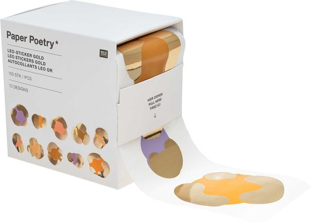 Rico Design Paper Poetry Sticker Acid Leo Gold Ø 5,5 cm 150 Stück - Bild 1