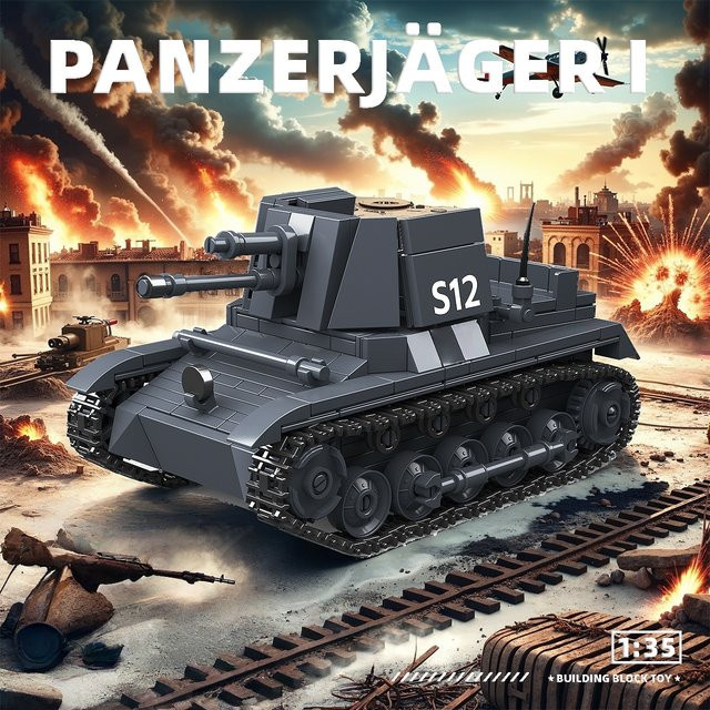 QUANGUAN Fahrzeug Nr. 1 Panzer Bausteine Panzerjäger I, Modell Bausatz, Spielzeug-Set - Bild 1