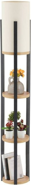 Opviq Stehlampe Circle in Schwarz und Natur mit Ring-Design, E27, B/T/H: 21 x 21 x 135 cm - Bild 1