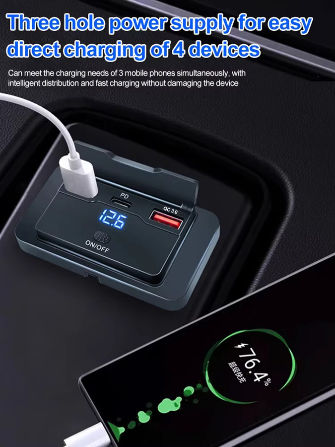 kebidumei Auto-USB-Adapter-Steckdose mit Spannungsanzeige und Schnell-Ladeanschluss in Schwarz für Auto, Bus, Wohnmobil und LKW (12/24V) - Bild 6
