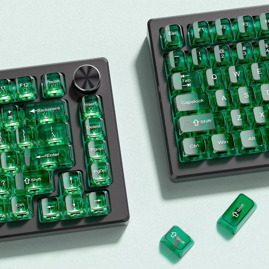 Transparente PC-Tastenkappen im MDA-Profil mit 115 Tasten in Tinte Grün für mechanische Gaming-Tastaturen mit RGB-Hintergrundbeleuchtung - Bild 4