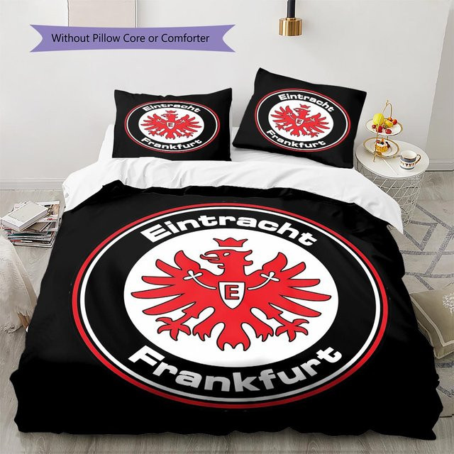 Bettwäsche Set Frankfurt Fußballmuster mit Bettbezug und 2 Kissenbezügen, Farbe: Weiß, B/H: 135 x 200 cm - Bild 1