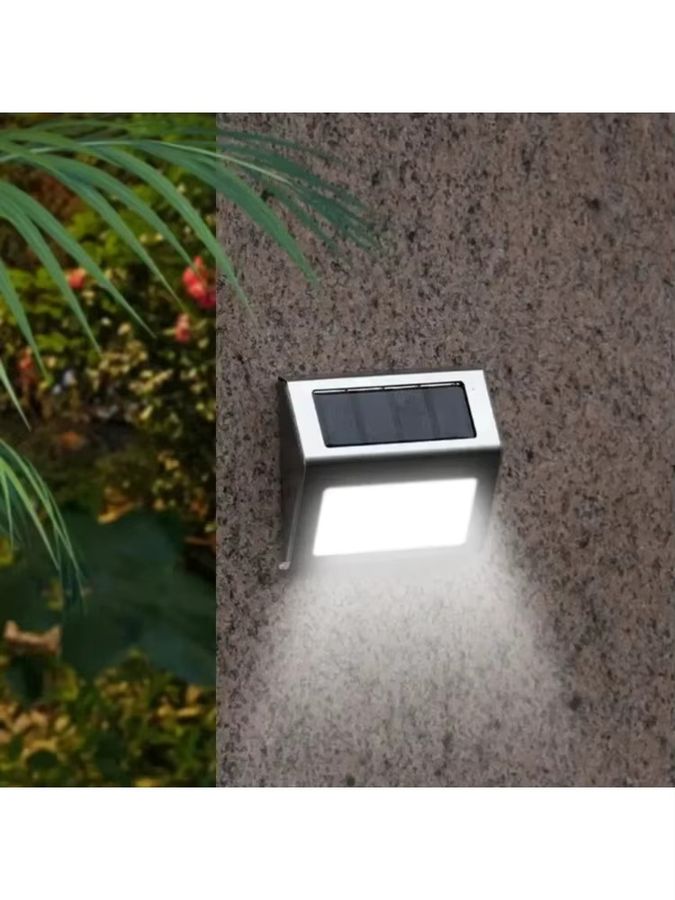QHSPE Solar-Treppenleuchte aus Edelstahl mit 3 LEDs und warmem Licht für den Außenbereich - Bild 5