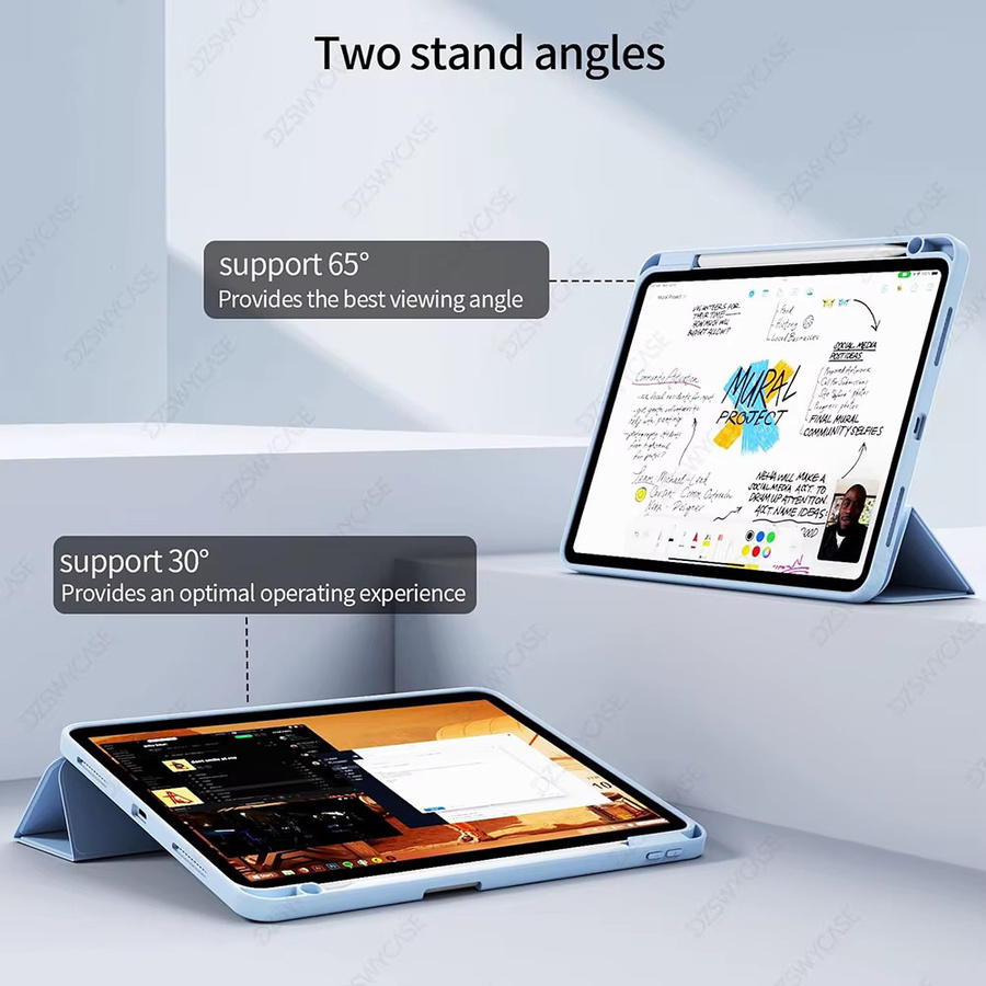 DZSWYCASE Schutzhülle für iPad 11 Zoll (11. Generation 2025) und iPad 10,9 Zoll (10. Generation 2022) mit Stifthalterabdeckung und Auto Wake/Sleep Funktion in Blau - Bild 3