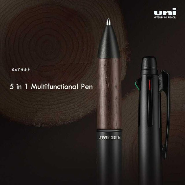 Uni 5in1 Multifunktionskugelschreiber und Minenbleistift mit 0,7 mm Mine für ein sanftes Schreibgefühl - Bild 1