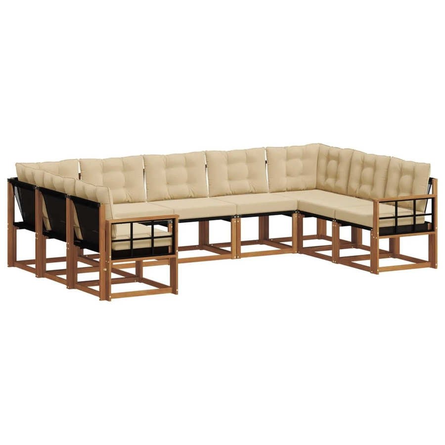 vidaXL Outdoor-Sofagarnitur aus Akazienholz in Natur und Beige mit Textilene-Bezug und Polstern - Bild 2