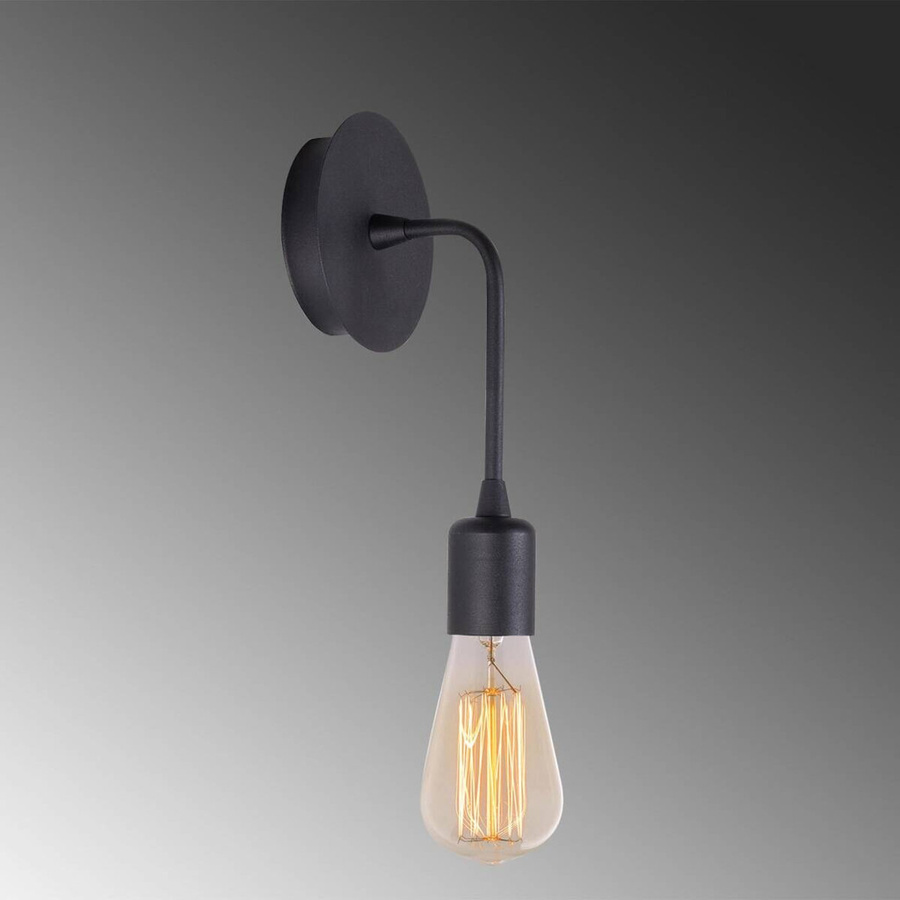 Opviq Wandleuchte aus Eisen in Schwarz im industriellen Design, B/H/T: 12 x 27 x 6 cm, E27 Fassung - Bild 4
