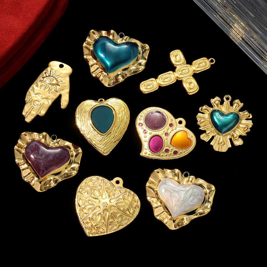 vnistar Anhänger und Ohrring Charme, Edelstahl, Gold, Damen - Bild 2