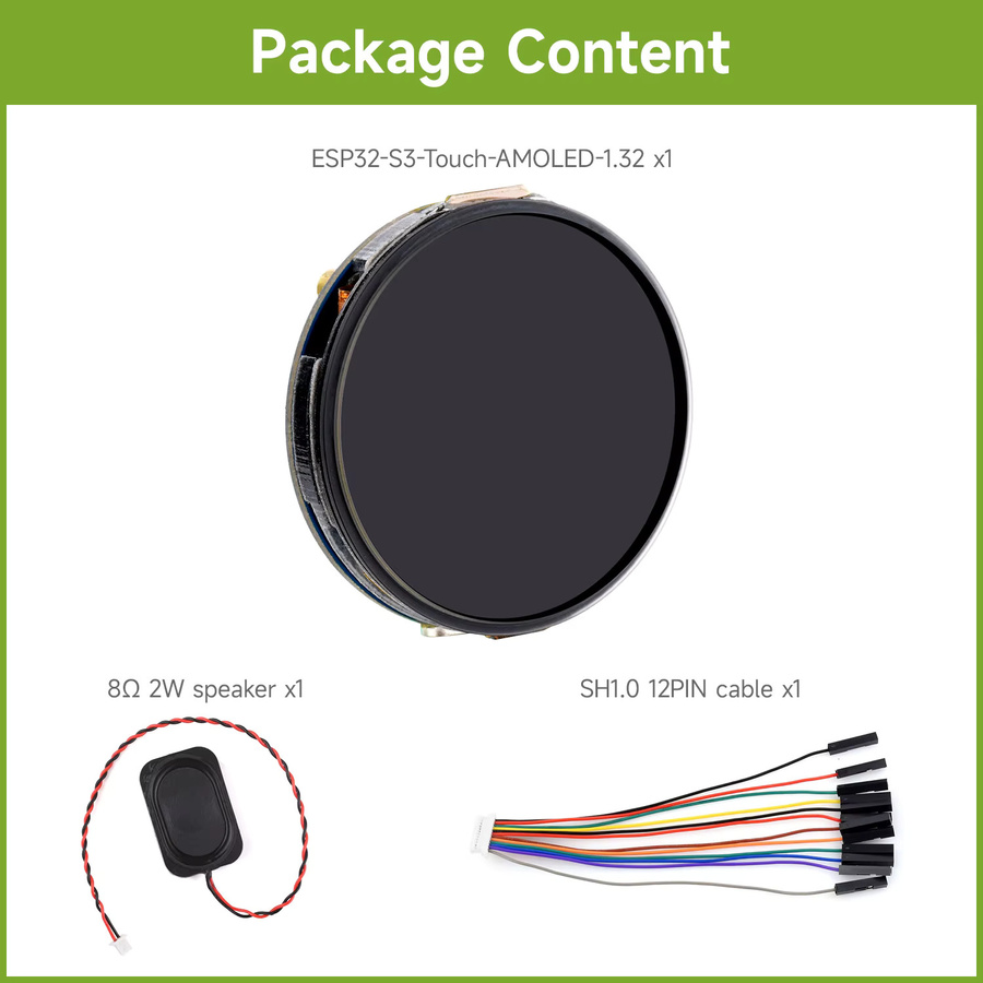 Waveshare ESP32-S3 Entwicklungsboard mit 1,32 Zoll AMOLED Rundes Touch-Display, 466 x 466 Pixel, QSPI, WLAN und Bluetooth 5 - Bild 2