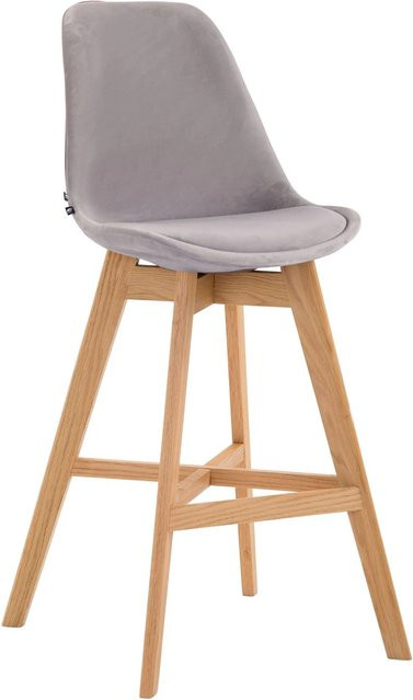DELUKE Barhocker DUMIR Barstuhl mit Lehne aus Samt in Grau, B/T/H: 48 x 56 x 112 cm - Bild 1