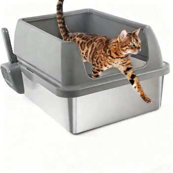 All for paws Katzenklo aus Edelstahl in Grau, B/T/H: 53,0 x 40,6 x 30,0 cm - Bild 1