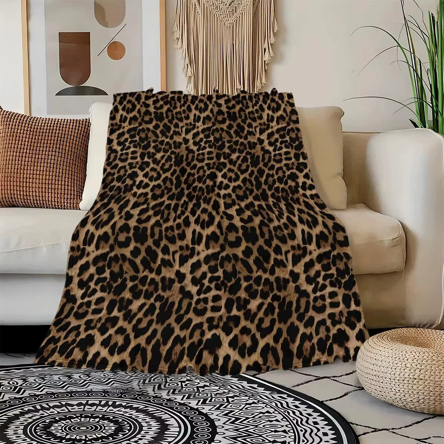 Weiche Flanelldecke mit Leopardenmuster in Braun aus Polyester - Bild 3