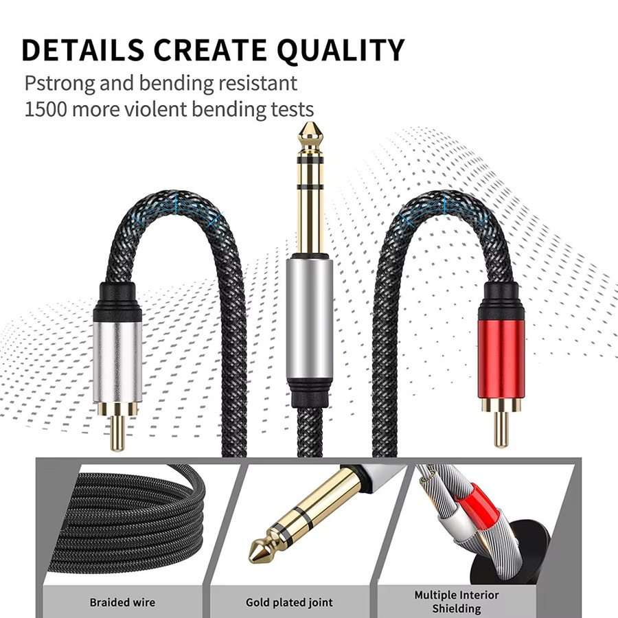 ALLOET Stereo-Splitterkabel von 6,35-mm-TRS-Stecker auf Dual-RCA-Stecker - Bild 3