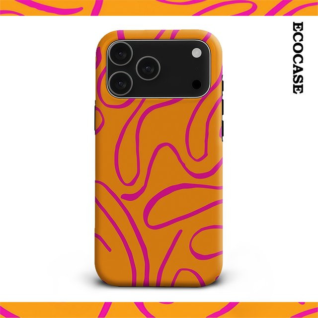 Handyhülle Neon Wirbel auf Orange für Apple iPhone 17 16 15 14 13 12 11 Pro Max Plus mit doppelschichtiger Rückseite - Bild 1