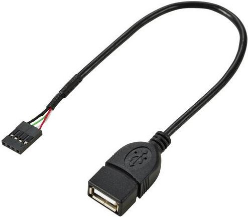 Renkforce USB 2.0 Kabel mit USB-A Buchse und 4-poligem Pfostenstecker, Schwarz, Länge: 0,20 m - Bild 1
