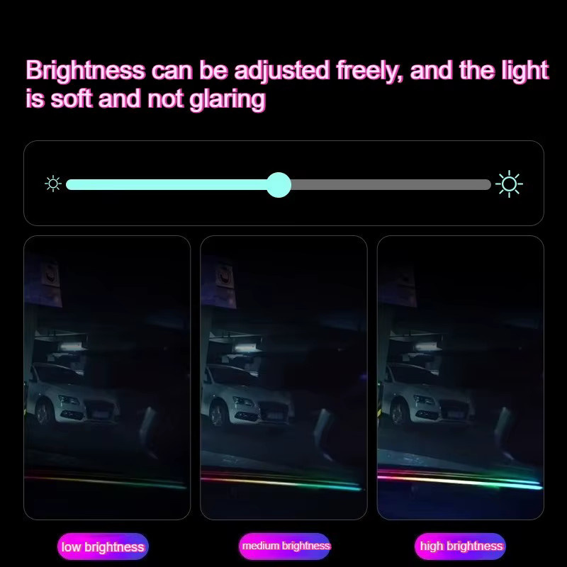RGB LED Auto-Atmosphärenlicht mit Fernbedienung und App-Steuerung, USB Plug-and-Play Innenraumbeleuchtung für dein Auto, Schwarz, Länge: 1,5 m - Bild 3