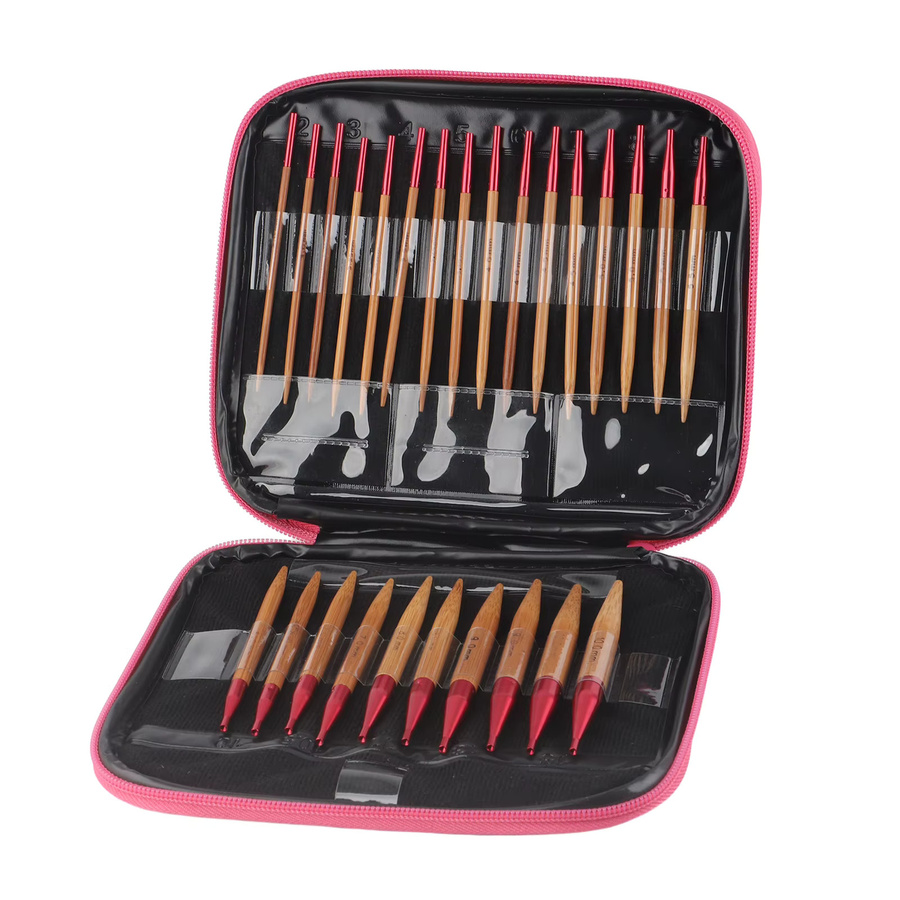 Austauschbares Stricknadel-Set mit Rundstricknadeln aus Aluminium und karbonisierten Bambusnadeln - Bild 3