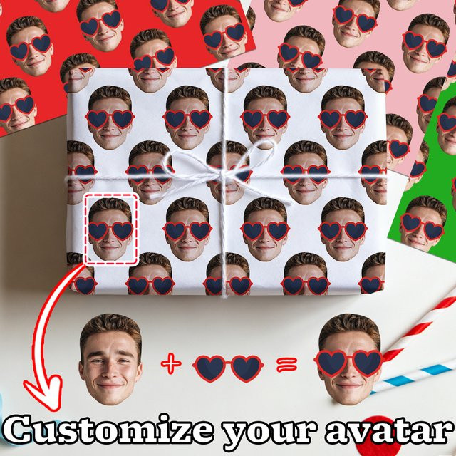 Personalisiertes Foto-Geschenkpapier von joy-enlife in gemischten Farben für Geburtstag, Valentinstag und Hochzeitstag - Bild 1