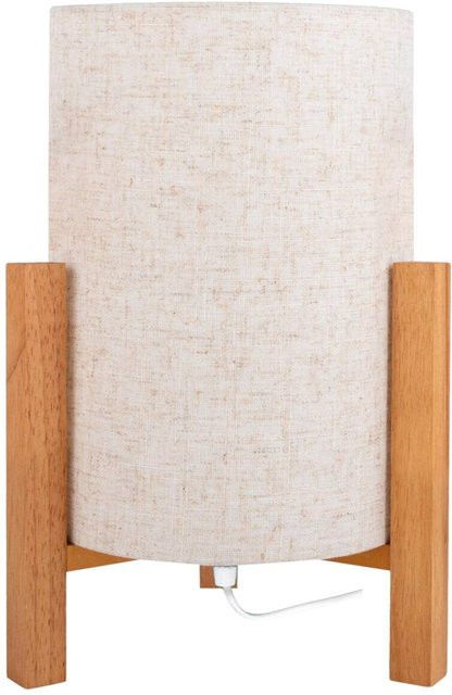Näve Leuchten Matilda Tischleuchte aus Leinen und Holz in Natur/Beige, B/H/T: 22 x 32 x 22 cm, E27 - Bild 1