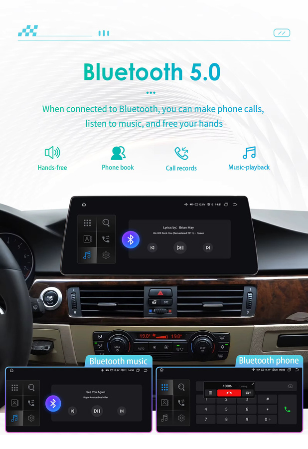 OSSURET 2-DIN Android Autoradio für BMW 3er-Reihe E90 E91 E92 E93 CCC CIC (2005-2012) mit 10,25 Zoll Display, GPS, Bluetooth, Wireless Carplay, Android Auto, 4G, DSP und 360-Grad-Kamera in Schwarz - Bild 5