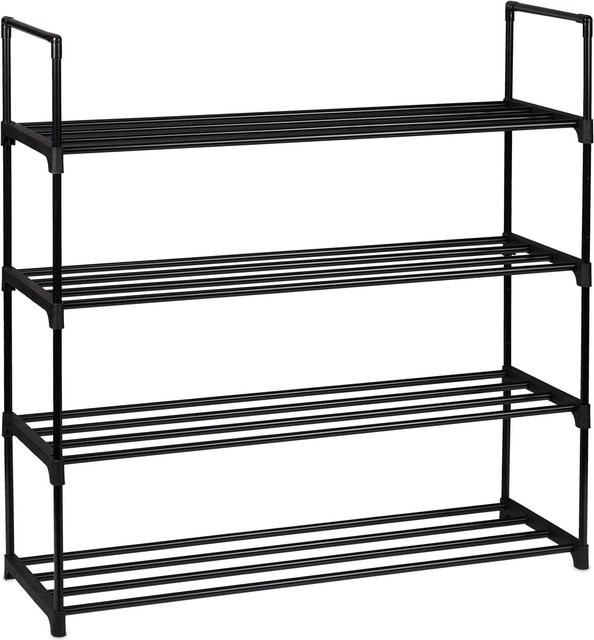 Relaxdays Schuhregal aus Metall in Schwarz mit 4 Ebenen und Stecksystem, B/H/T: 90,5 x 91,5 x 30,5 cm - Bild 1