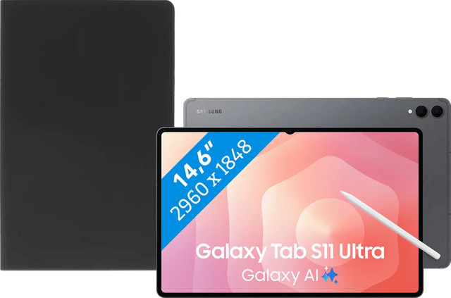 Samsung Galaxy Tab S11 Ultra 14,6 Zoll 1TB Wi-Fi Grau mit BlueBuilt Book Case Schwarz - Bild 1