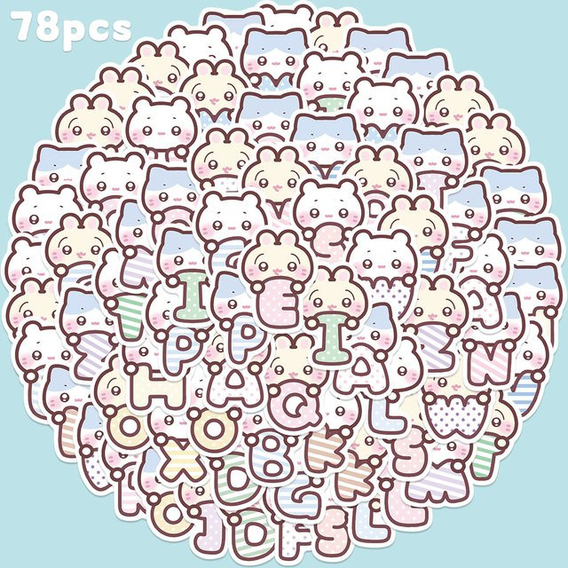 78 Stück Cartoon Alphabet Aufkleber in Multicolour für Tagebuch, Laptop und iPad - Bild 1