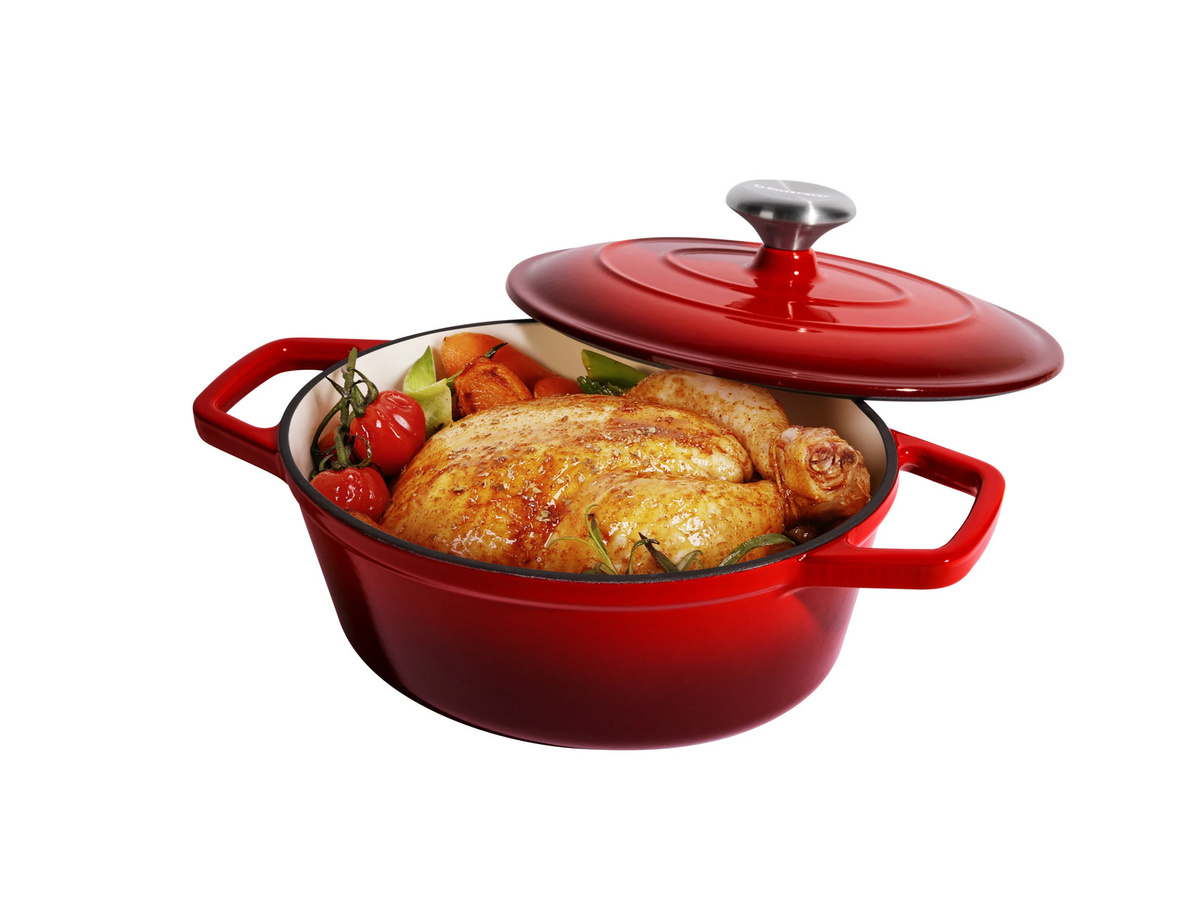 SILVERCREST Premium Gusseisenbräter emailliert, Rot, Durchmesser: 24 cm - Bild 2