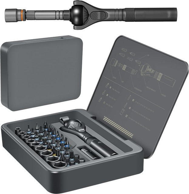 JIMIHOME 40-in-1 Magnetisches Ratschenschraubendreher-Set mit 180-Grad-Kugelgelenkgriff für Computer, Telefon, Uhr und Kamera - Bild 1