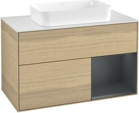 V&B Waschtischunterschrank Finion Wandbeleuchtung in Eiche Lackiert, Breite: 100 cm, Tiefe: 60,3 cm - Bild 1