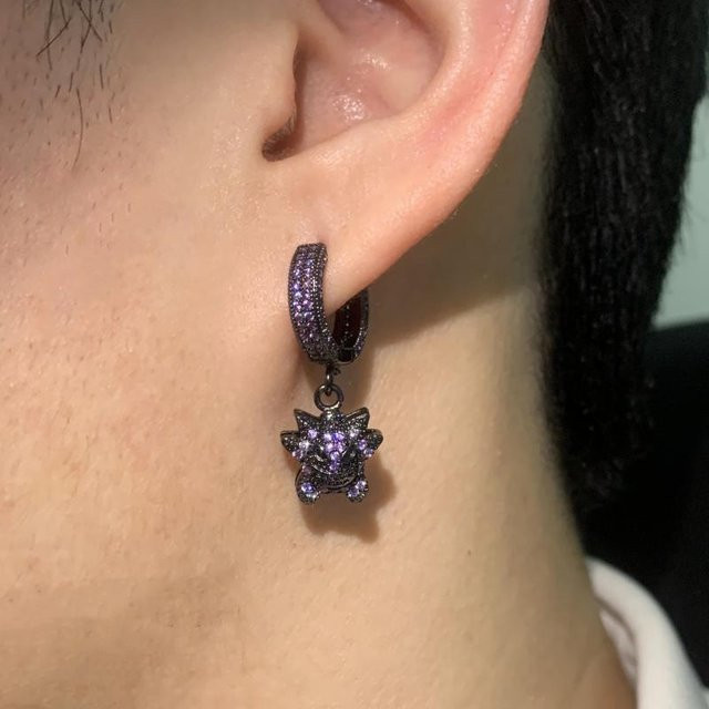 Bandai Pokémon Gengar Ohrstecker, Zirkonia, Schwarz, Unisex - Bild 1