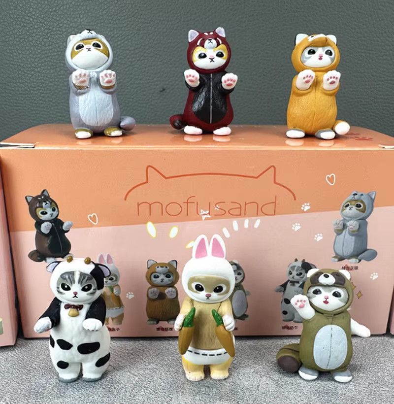 Mofusand Blindbox Actionfigur Orca-Katze in Weiß und Multicolor als Desktop-Dekor - Bild 3