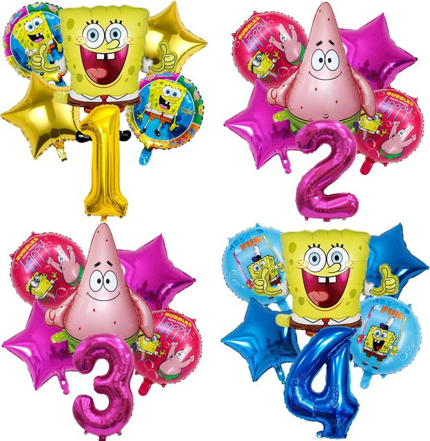 Potdemiel SpongeBob Patrick Star Ballon Set, 6-teiliges Set, Gold Blau - Bild 1