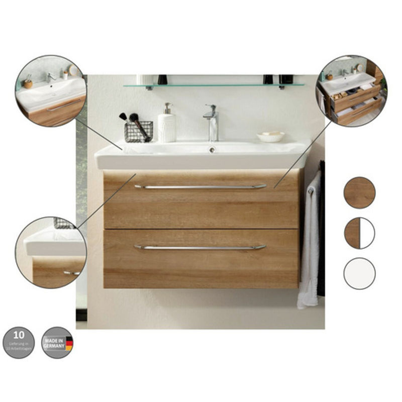 Fackelmann Waschtischunterschrank Milano in Eiche Braun B: 80 cm, H: 49,2 cm, T: 47,6 cm - Bild 3